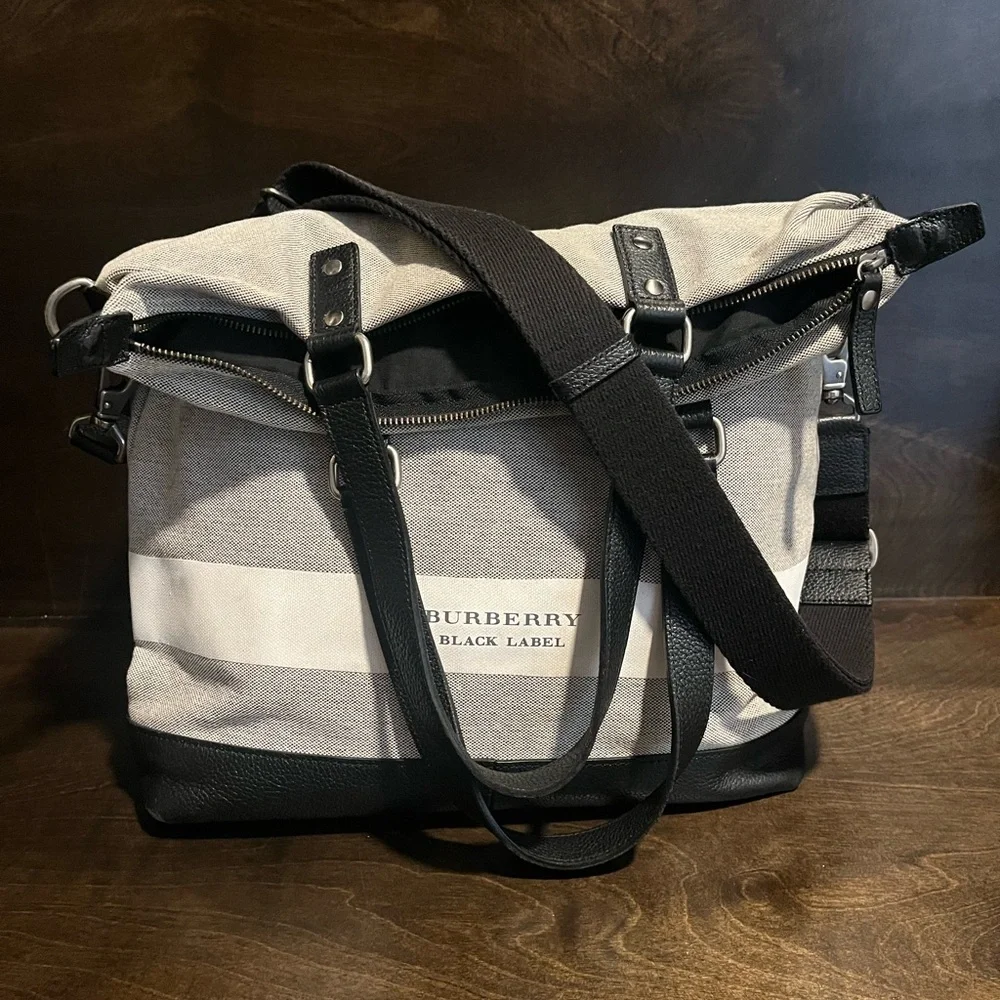 Burberry Black Label Men's Gray and Black Messenger Bag